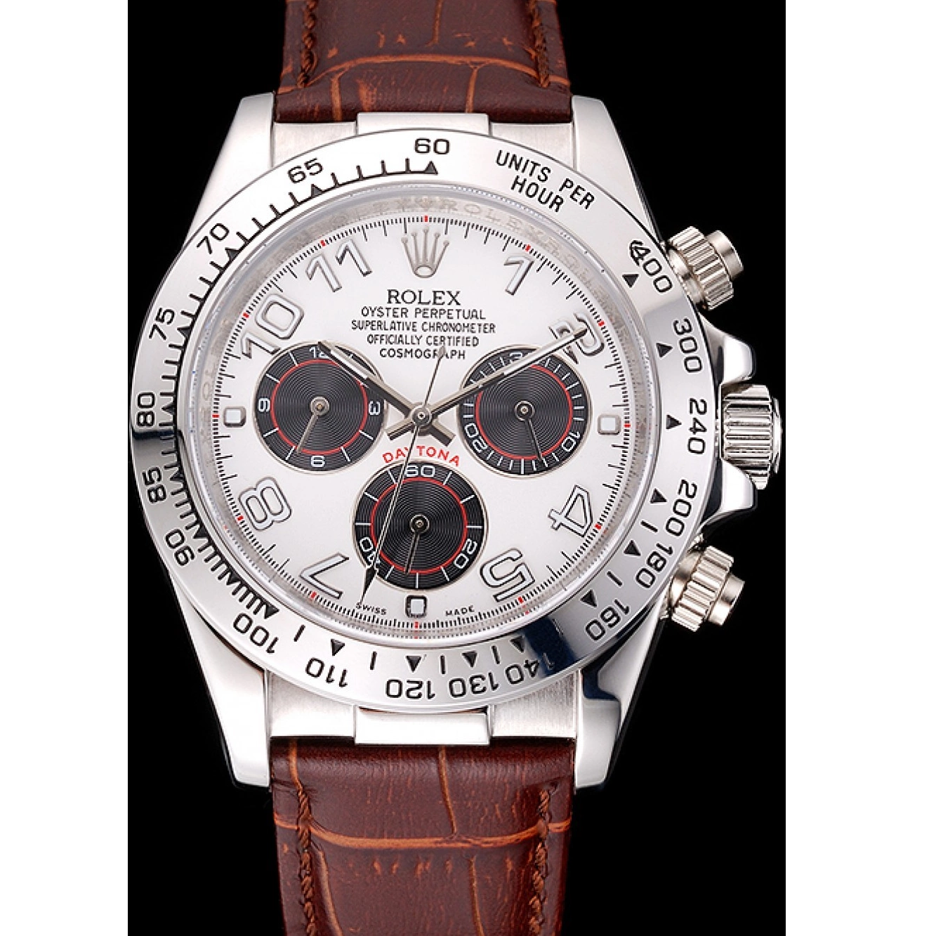 AAA Replica Watches Leather Steel Strap Rolex Dial Daytona Brown White Stainless Case 0702